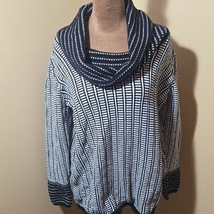 Elegant Black and White Cowl Neck Sweater